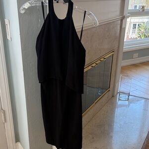 French Connection Black Sleeveless Layered Halter Dress